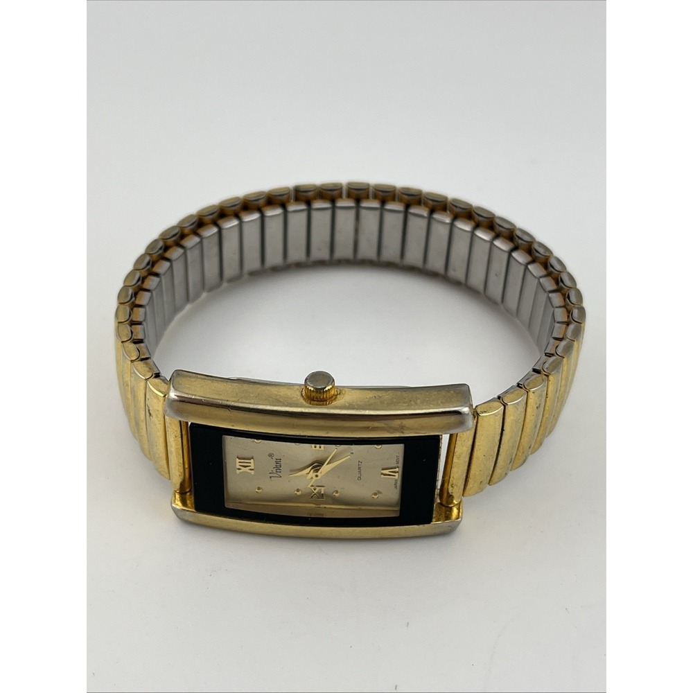 Vivani Tank Watch Women 21mm Case Gold Stretch Band- New Battery - Picture 4 of 8